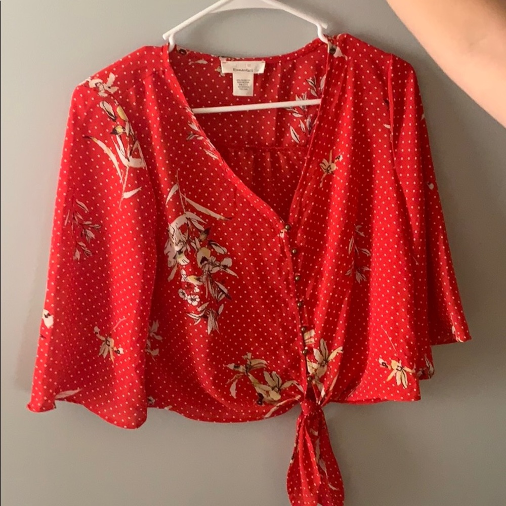 Red Floral Polka dot Blouse